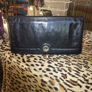 Dior Black Leather Wallet With Gold Accent